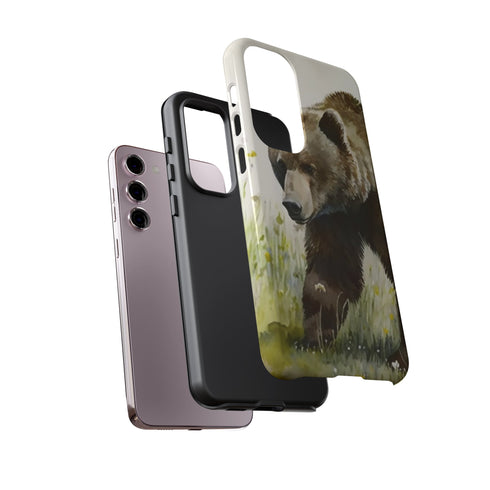 Grizzly Bear in a Field - Impact Resistant Phone Case